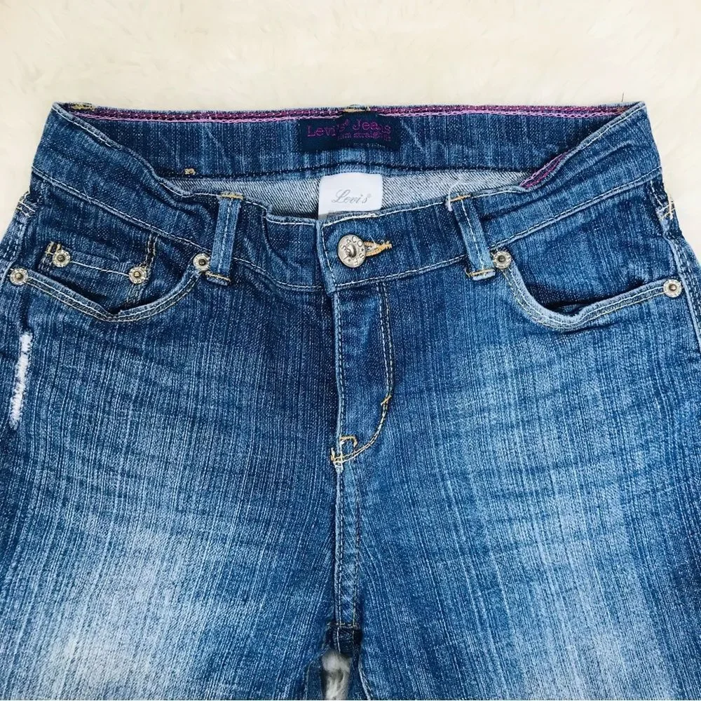 LEVI’S Girls Skinny Jeans Slim Fit Dark Wash Distressed Size 16‎ Slim